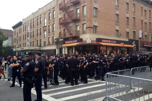 Photograph of police officers, right before the parade, by Tien Mao/Gothamist